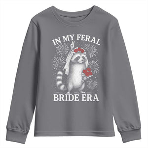 In My Feral Bride Era Youth Sweatshirt Funny Raccoon Lovers TS10 Charcoal Print Your Wear