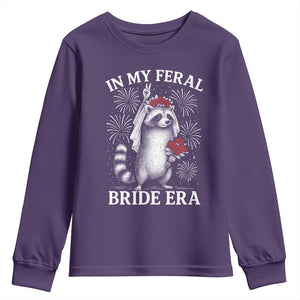 In My Feral Bride Era Youth Sweatshirt Funny Raccoon Lovers TS10 Purple Print Your Wear