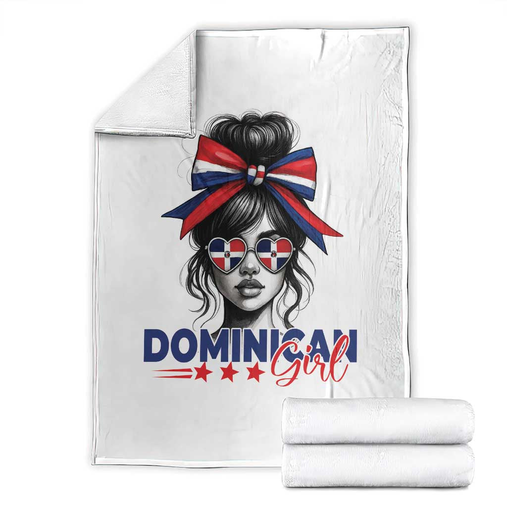 Dominican Girl Throw Blanket Messy Bun Caribbean Dominican Republic DR Flag TS10 White Print Your Wear