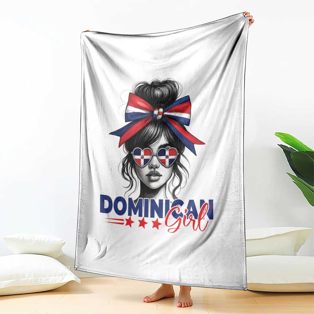 Dominican Girl Throw Blanket Messy Bun Caribbean Dominican Republic DR Flag TS10 Print Your Wear