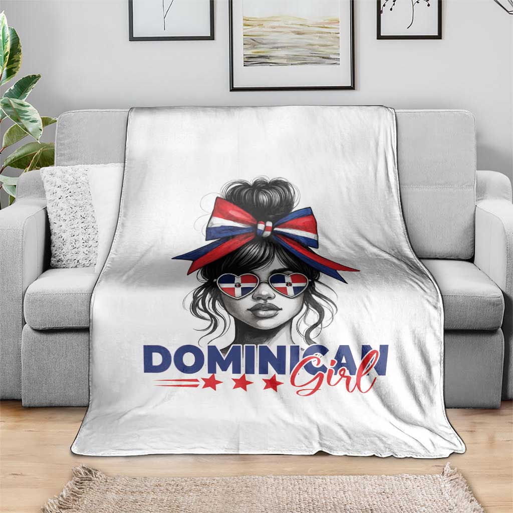 Dominican Girl Throw Blanket Messy Bun Caribbean Dominican Republic DR Flag TS10 Print Your Wear
