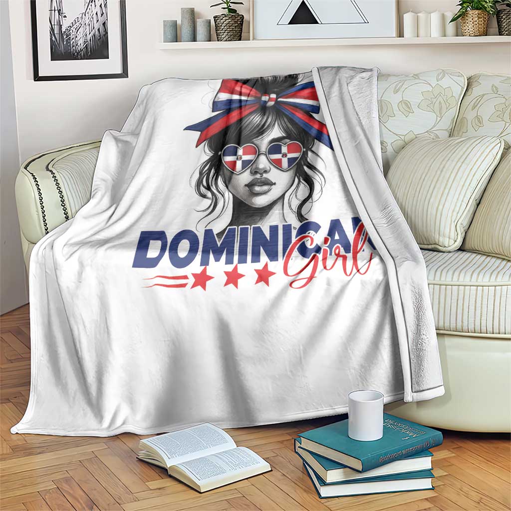 Dominican Girl Throw Blanket Messy Bun Caribbean Dominican Republic DR Flag TS10 Print Your Wear