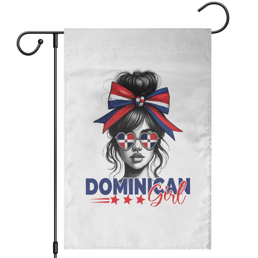 Dominican Girl Garden Flag Messy Bun Caribbean Dominican Republic DR Flag TS10 White Print Your Wear