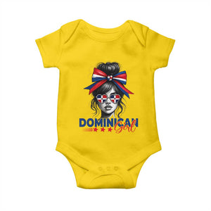 Dominican Girl Baby Onesie Messy Bun Caribbean Dominican Republic DR Flag TS10 Daisy Print Your Wear