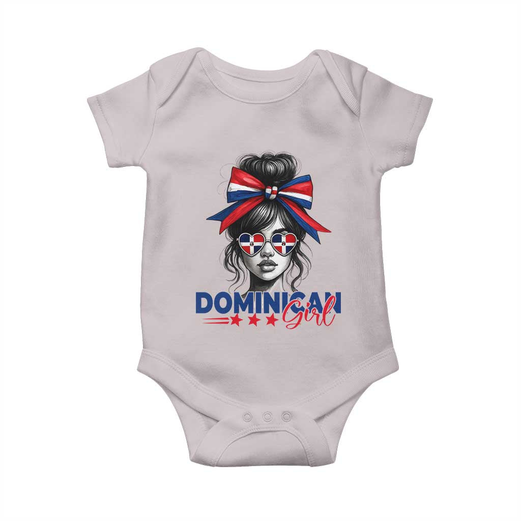 Dominican Girl Baby Onesie Messy Bun Caribbean Dominican Republic DR Flag TS10 Ice Gray Print Your Wear