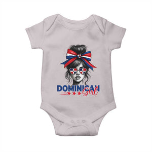 Dominican Girl Baby Onesie Messy Bun Caribbean Dominican Republic DR Flag TS10 Ice Gray Print Your Wear