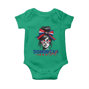 Dominican Girl Baby Onesie Messy Bun Caribbean Dominican Republic DR Flag TS10 Irish Green Print Your Wear
