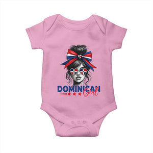 Dominican Girl Baby Onesie Messy Bun Caribbean Dominican Republic DR Flag TS10 Light Pink Print Your Wear
