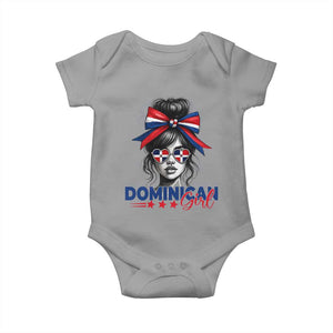 Dominican Girl Baby Onesie Messy Bun Caribbean Dominican Republic DR Flag TS10 Sport Gray Print Your Wear