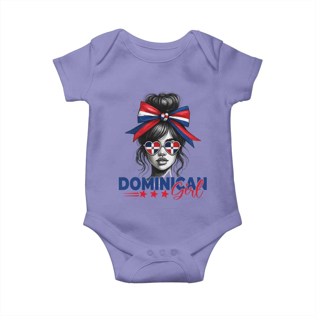 Dominican Girl Baby Onesie Messy Bun Caribbean Dominican Republic DR Flag TS10 Violet Print Your Wear