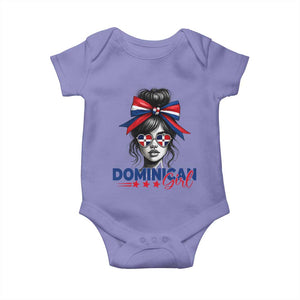 Dominican Girl Baby Onesie Messy Bun Caribbean Dominican Republic DR Flag TS10 Violet Print Your Wear