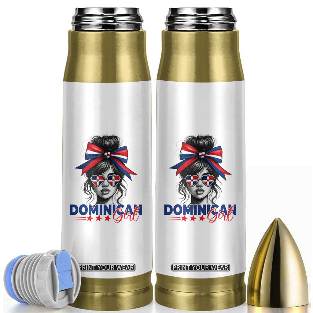 Dominican Girl Bullet Tumbler Messy Bun Caribbean Dominican Republic DR Flag TS10 White Print Your Wear