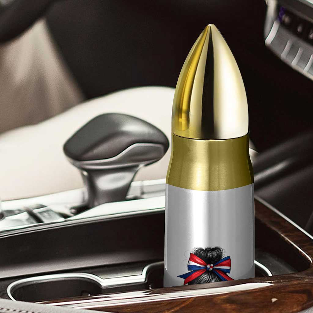 Dominican Girl Bullet Tumbler Messy Bun Caribbean Dominican Republic DR Flag TS10 Print Your Wear