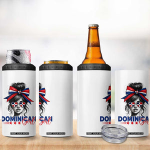 Dominican Girl 4 in 1 Can Cooler Tumbler Messy Bun Caribbean Dominican Republic DR Flag TS10 Print Your Wear