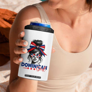 Dominican Girl 4 in 1 Can Cooler Tumbler Messy Bun Caribbean Dominican Republic DR Flag TS10 Print Your Wear