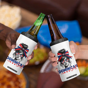 Dominican Girl 4 in 1 Can Cooler Tumbler Messy Bun Caribbean Dominican Republic DR Flag TS10 Print Your Wear