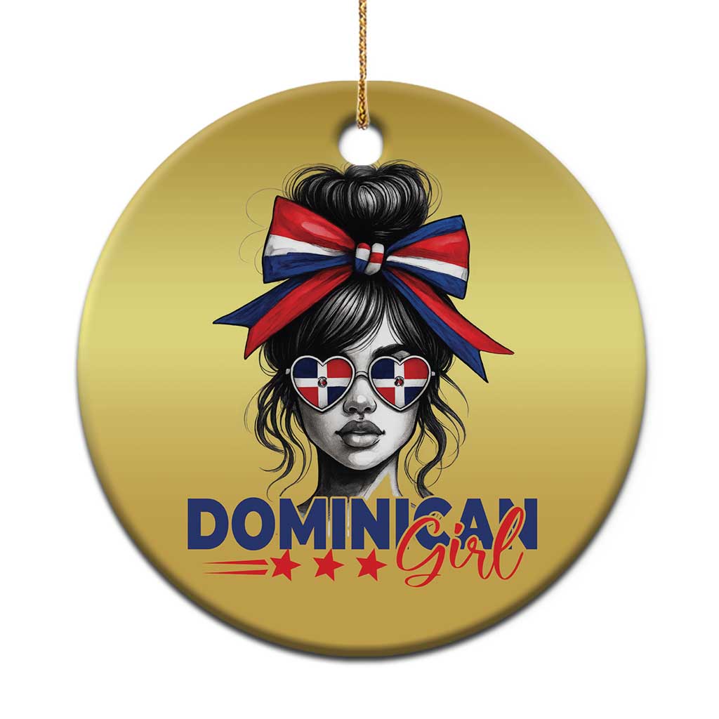 Dominican Girl Christmas Ornament Messy Bun Caribbean Dominican Republic DR Flag TS10 Print Your Wear