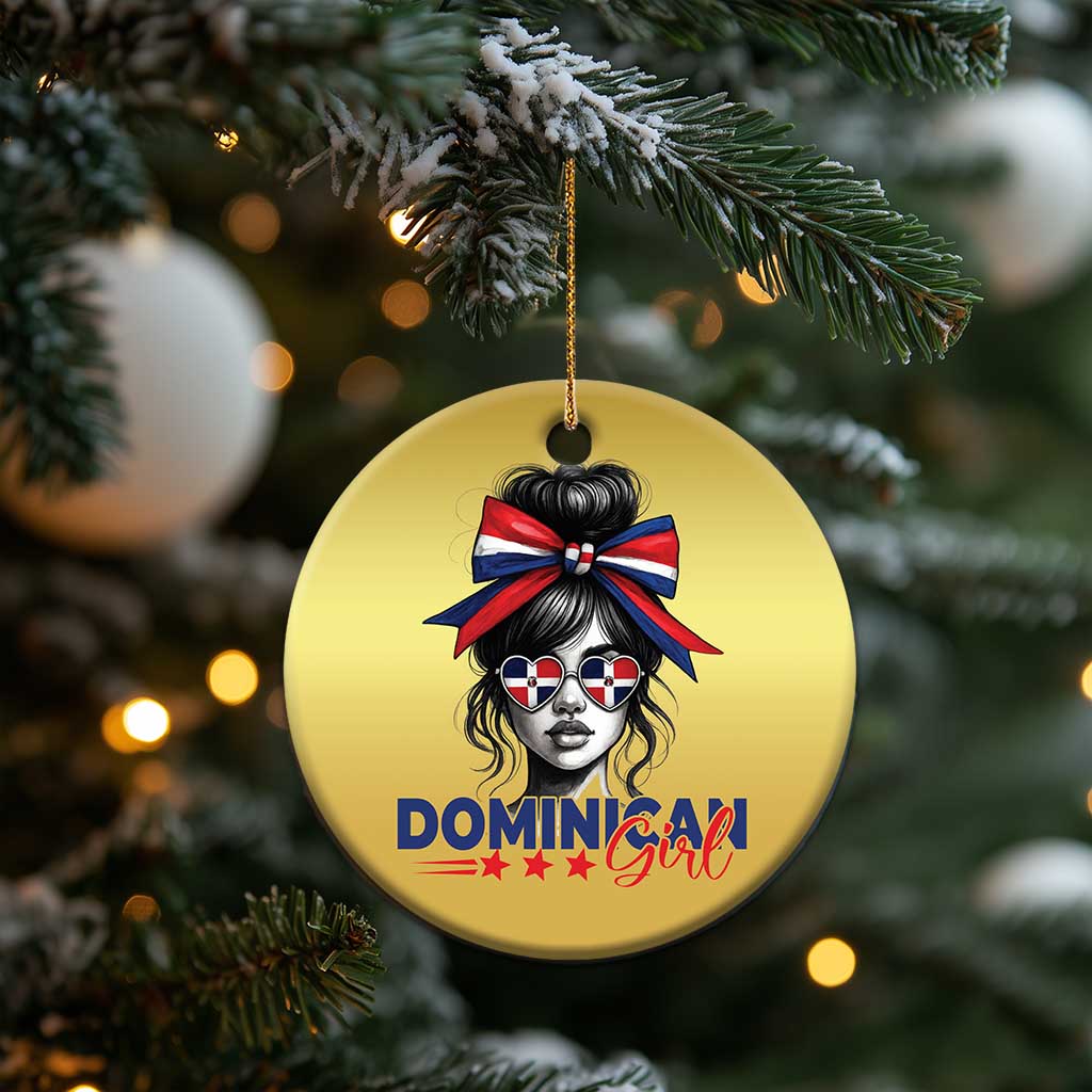 Dominican Girl Christmas Ornament Messy Bun Caribbean Dominican Republic DR Flag TS10 Print Your Wear