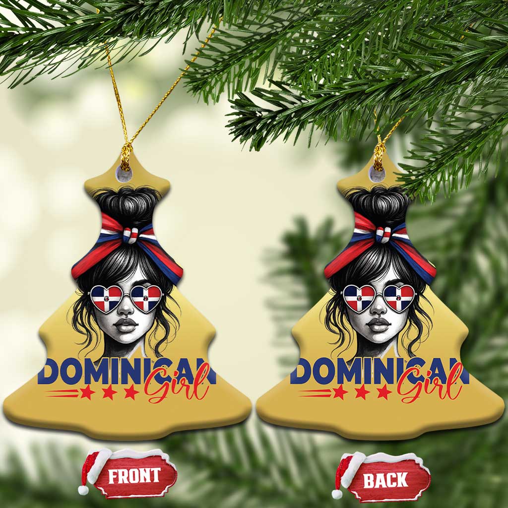 Dominican Girl Christmas Ornament Messy Bun Caribbean Dominican Republic DR Flag TS10 Christmas Tree Gold Print Your Wear