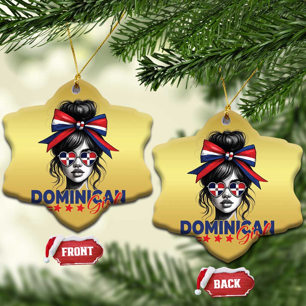 Dominican Girl Christmas Ornament Messy Bun Caribbean Dominican Republic DR Flag TS10 Snow Flake Gold Print Your Wear