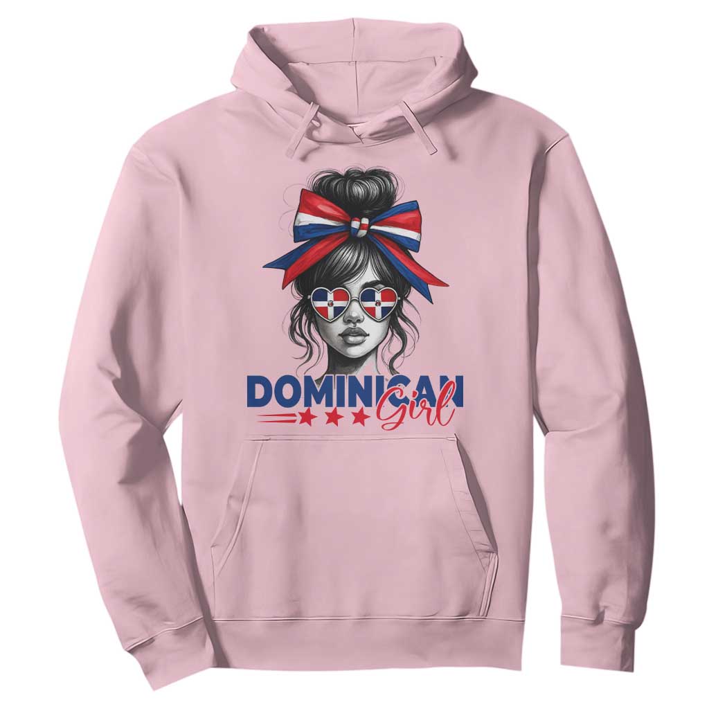 Dominican Girl Hoodie Messy Bun Caribbean Dominican Republic DR Flag TS10 Light Pink Print Your Wear