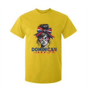 Dominican Girl T Shirt For Kid Messy Bun Caribbean Dominican Republic DR Flag TS10 Daisy Print Your Wear