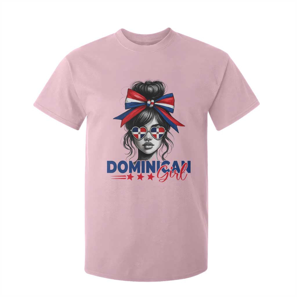 Dominican Girl T Shirt For Kid Messy Bun Caribbean Dominican Republic DR Flag TS10 Light Pink Print Your Wear