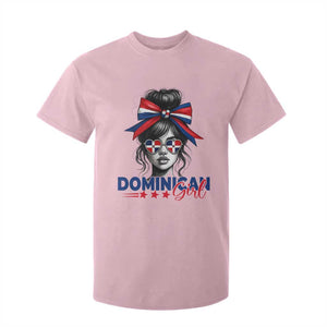 Dominican Girl T Shirt For Kid Messy Bun Caribbean Dominican Republic DR Flag TS10 Light Pink Print Your Wear