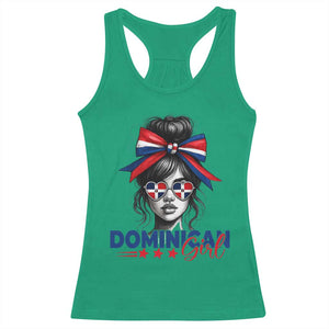 Dominican Girl Racerback Tank Top Messy Bun Caribbean Dominican Republic DR Flag TS10 Irish Green Print Your Wear
