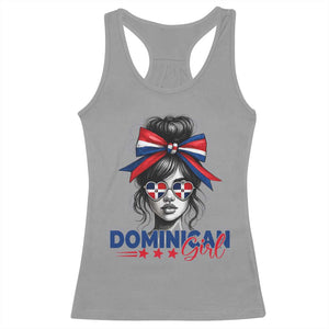 Dominican Girl Racerback Tank Top Messy Bun Caribbean Dominican Republic DR Flag TS10 Sport Gray Print Your Wear
