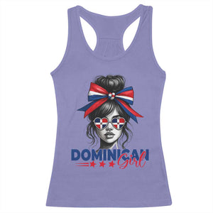 Dominican Girl Racerback Tank Top Messy Bun Caribbean Dominican Republic DR Flag TS10 Violet Print Your Wear