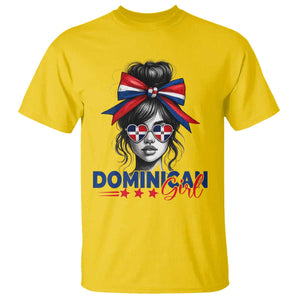 Dominican Girl T Shirt Messy Bun Caribbean Dominican Republic DR Flag TS10 Daisy Print Your Wear