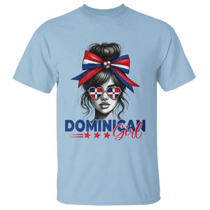 Dominican Girl T Shirt Messy Bun Caribbean Dominican Republic DR Flag TS10 Light Blue Print Your Wear