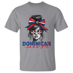 Dominican Girl T Shirt Messy Bun Caribbean Dominican Republic DR Flag TS10 Sport Gray Print Your Wear