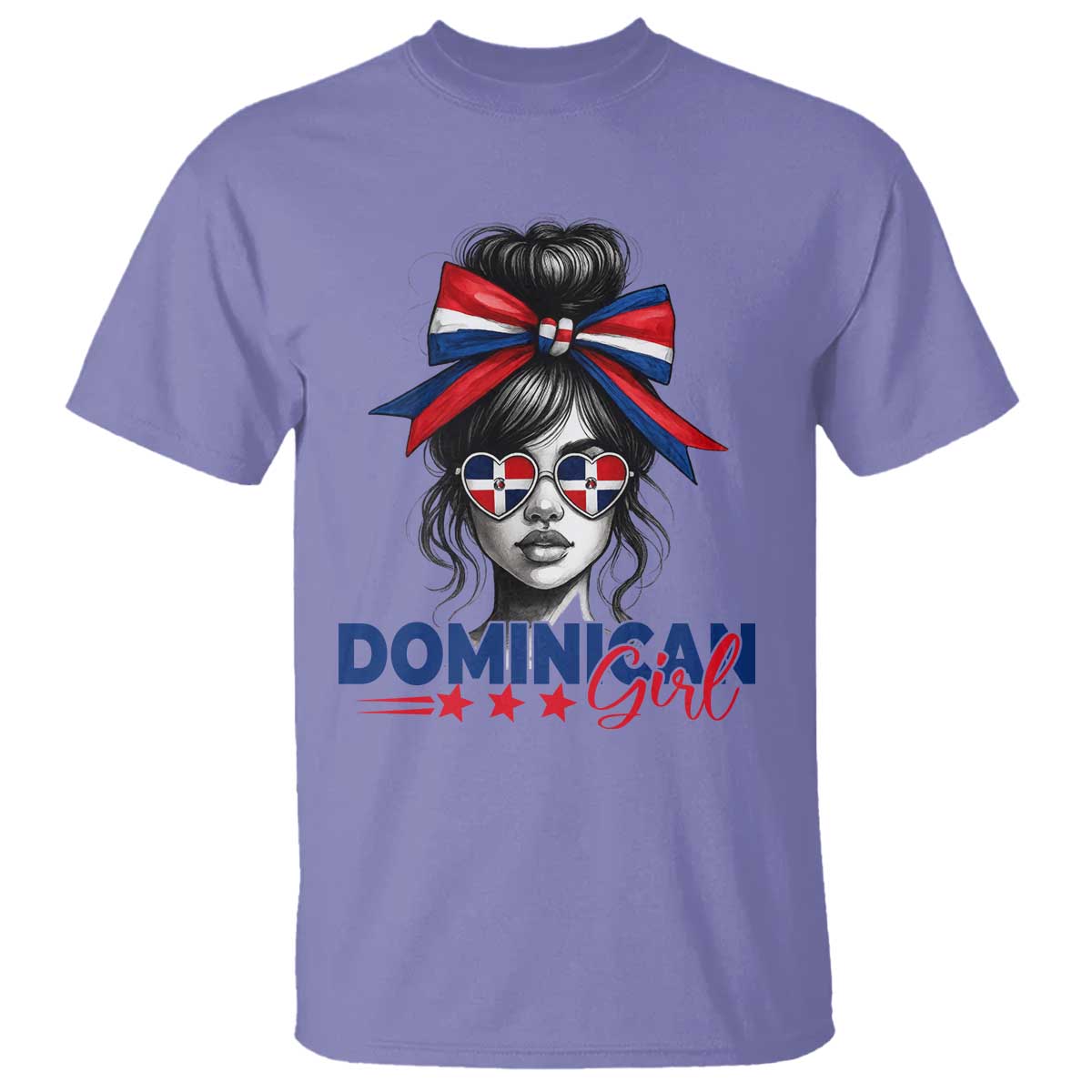Dominican Girl T Shirt Messy Bun Caribbean Dominican Republic DR Flag TS10 Violet Print Your Wear
