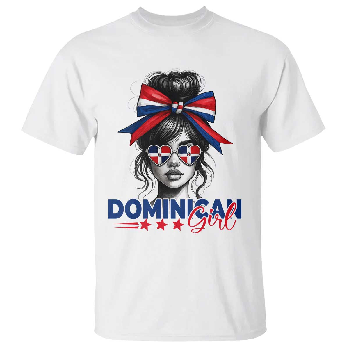 Dominican Girl T Shirt Messy Bun Caribbean Dominican Republic DR Flag TS10 White Print Your Wear