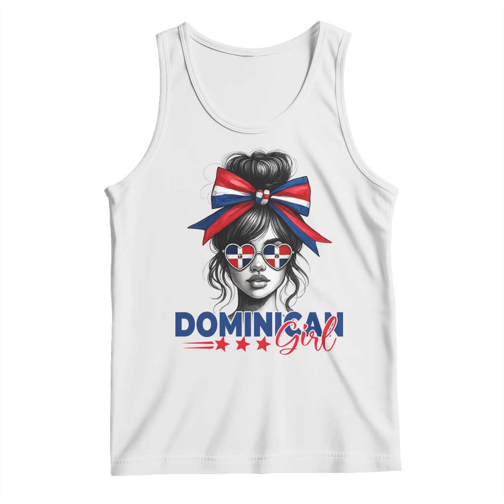 Dominican Girl Tank Top Messy Bun Caribbean Dominican Republic DR Flag TS10 White Print Your Wear