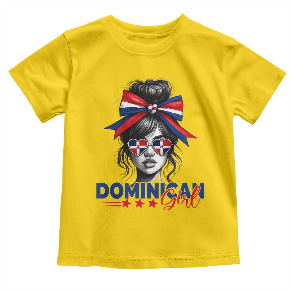 Dominican Girl Toddler T Shirt Messy Bun Caribbean Dominican Republic DR Flag TS10 Daisy Print Your Wear