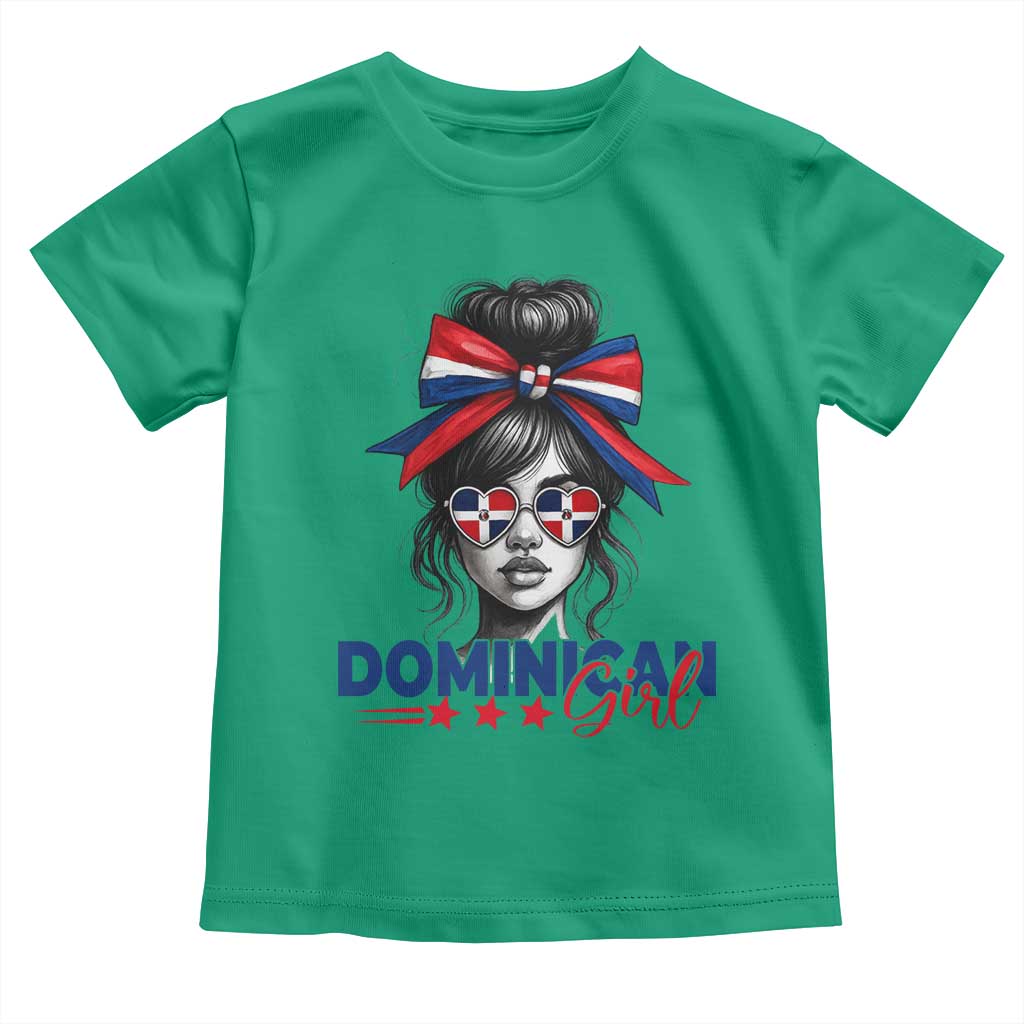 Dominican Girl Toddler T Shirt Messy Bun Caribbean Dominican Republic DR Flag TS10 Irish Green Print Your Wear
