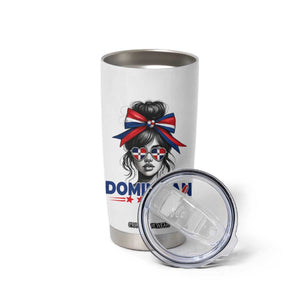 Dominican Girl Tumbler Cup Messy Bun Caribbean Dominican Republic DR Flag TS10 Print Your Wear