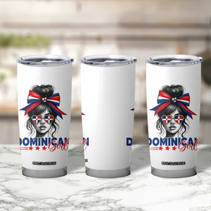 Dominican Girl Tumbler Cup Messy Bun Caribbean Dominican Republic DR Flag TS10 Print Your Wear