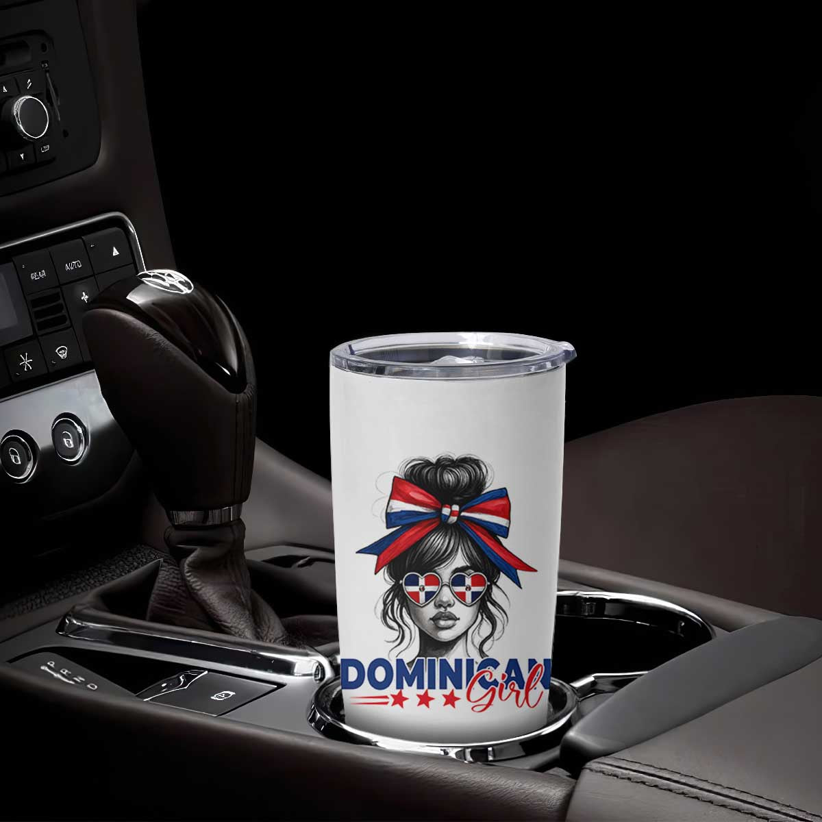 Dominican Girl Tumbler Cup Messy Bun Caribbean Dominican Republic DR Flag TS10 Print Your Wear