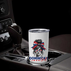 Dominican Girl Tumbler Cup Messy Bun Caribbean Dominican Republic DR Flag TS10 Print Your Wear
