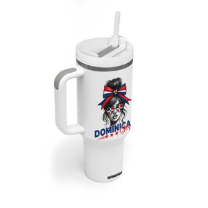 Dominican Girl Tumbler With Handle Messy Bun Caribbean Dominican Republic DR Flag TS10 Print Your Wear