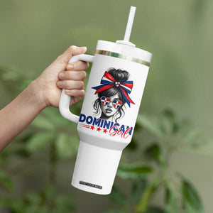 Dominican Girl Tumbler With Handle Messy Bun Caribbean Dominican Republic DR Flag TS10 Print Your Wear