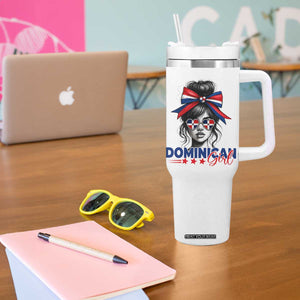 Dominican Girl Tumbler With Handle Messy Bun Caribbean Dominican Republic DR Flag TS10 Print Your Wear
