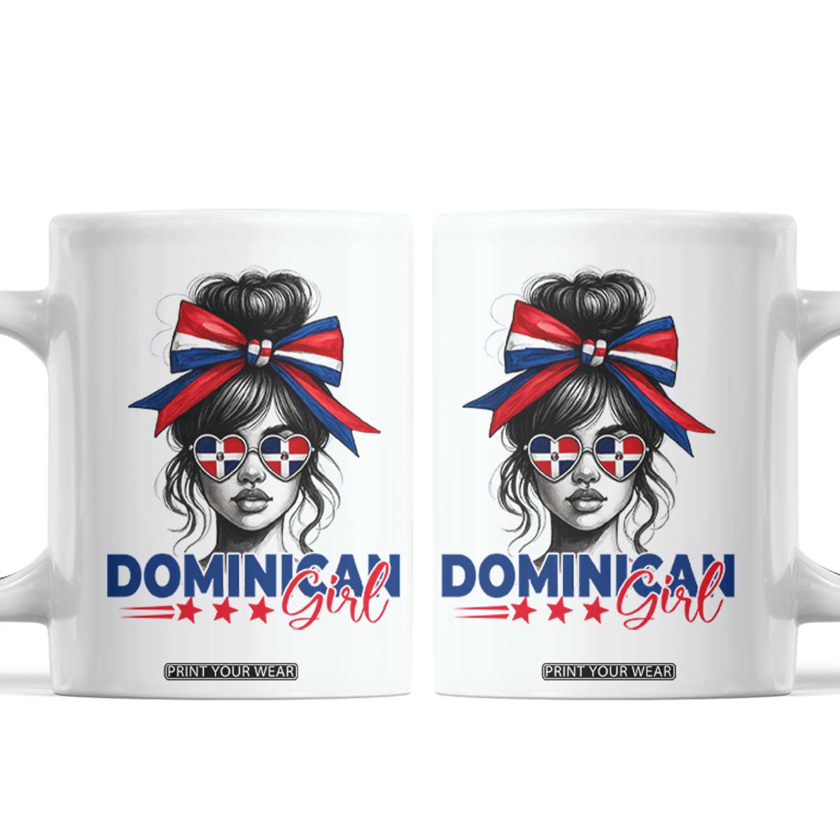 Dominican Girl Coffee Mug Messy Bun Caribbean Dominican Republic DR Flag TS10 White Print Your Wear