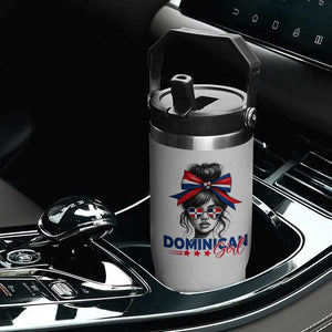Dominican Girl Flip Straw Tumbler Messy Bun Caribbean Dominican Republic DR Flag TS10 Print Your Wear