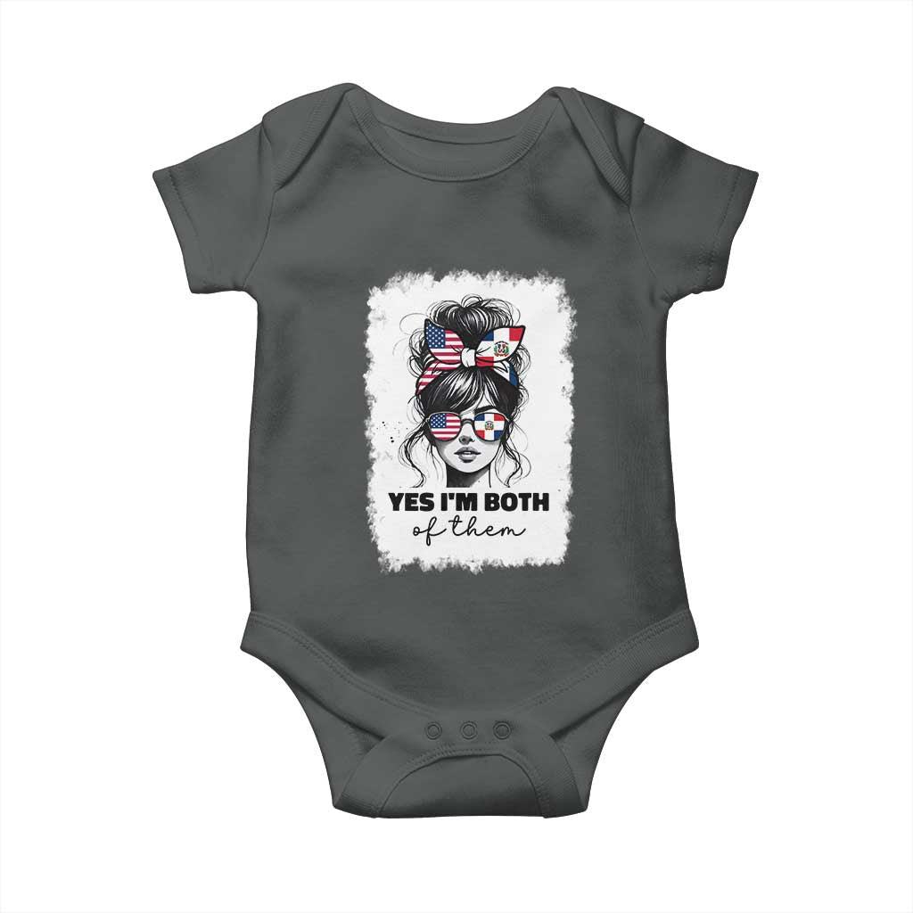 Dominican American Woman Baby Onesie Yes Im Both Of Them TS10 Dark Heather Print Your Wear