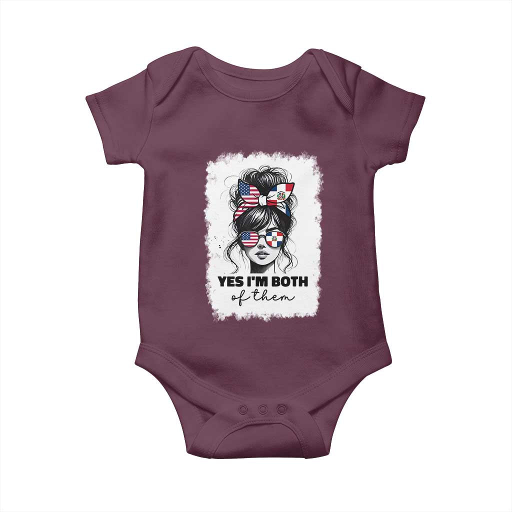 Dominican American Woman Baby Onesie Yes Im Both Of Them TS10 Maroon Print Your Wear